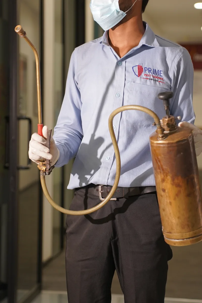 Close-up of compression sprayer during treatment